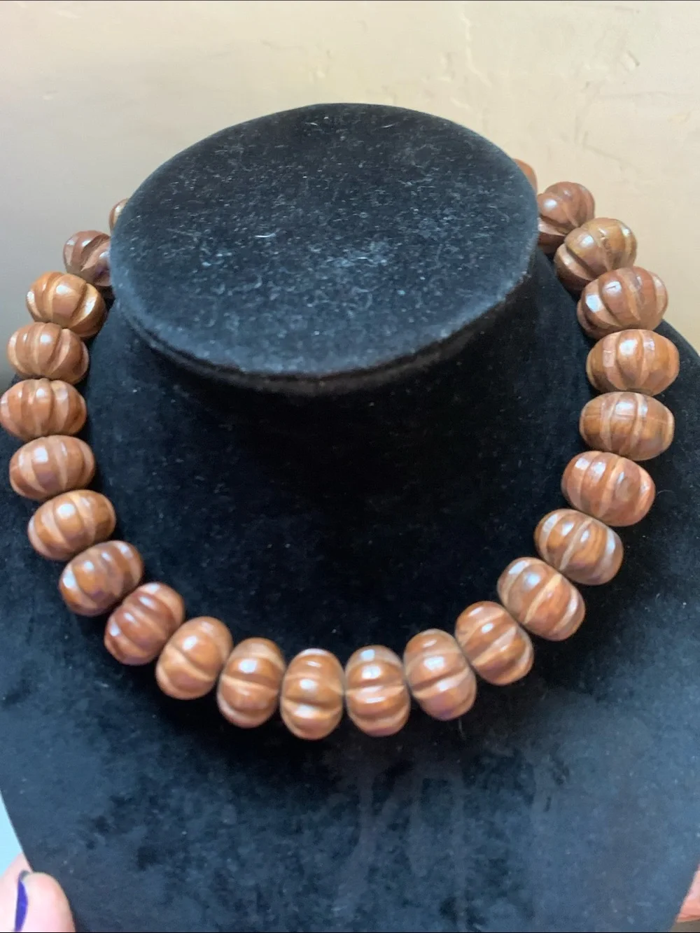 Vintage 60/70s Chunky Wood Bead Necklace - Brown